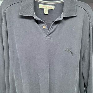 Men's Tommy Bahama Size L Black Polo long sleeves ❤️